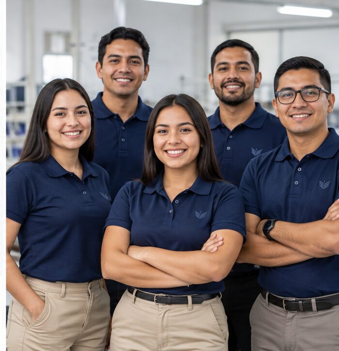 Equipo corporativo con polos personalizados para empresas