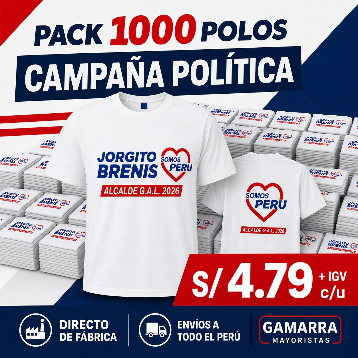 pack 1000 polos de campaña política pack 1000 polos de campaña política
