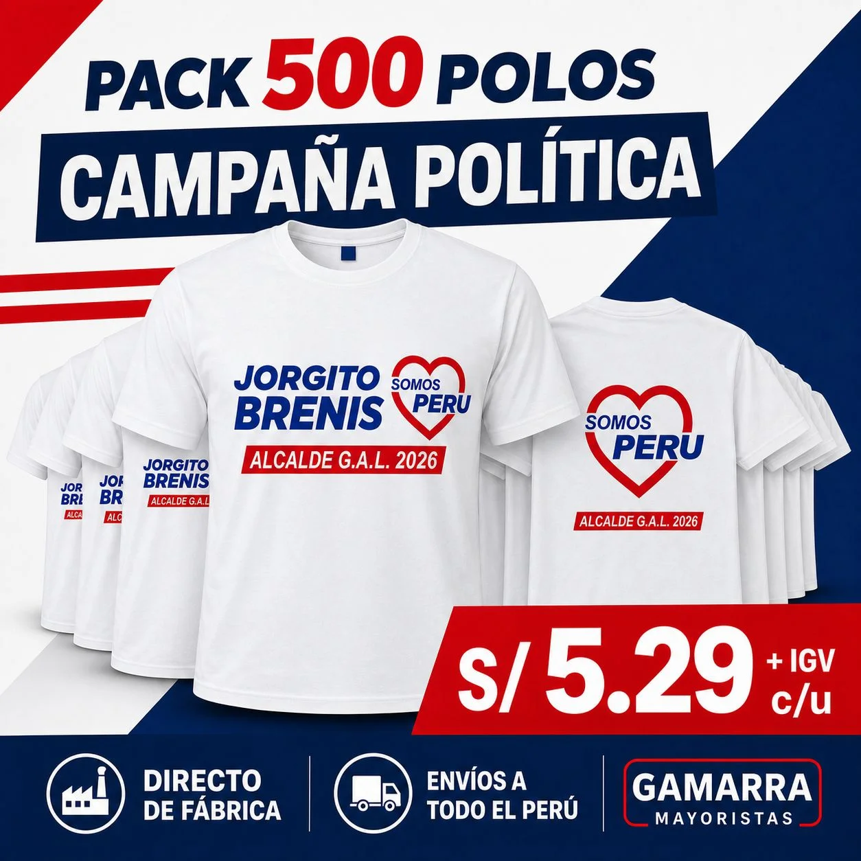 pack 500 polos de campaña política pack 500 polos de campaña política